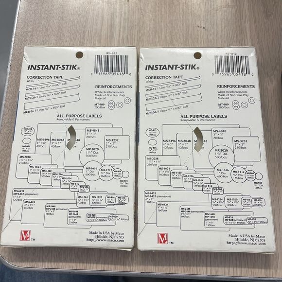 Lot Of (2) Maco MS-812 1/2 x 3/4" Labels, White, Removable, Pack of 1000 - Picture 2 of 4